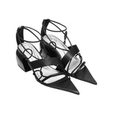 Pointed-Toe Cross Strap Heels - CHINASQUAD