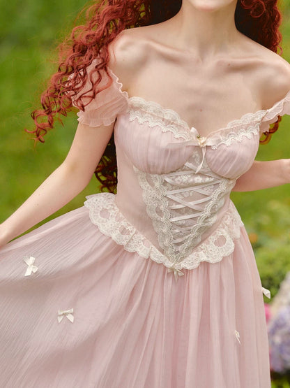 Pink Mist Fairy Corset Maxi Dress