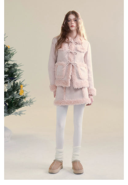 Pink Color Block Jacket &amp; Mini Skirt Set - CHINASQUAD