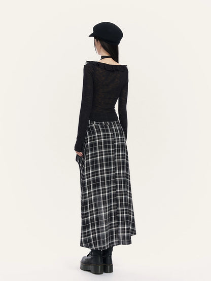 Rebel Check Asymmetric Midi Skirt