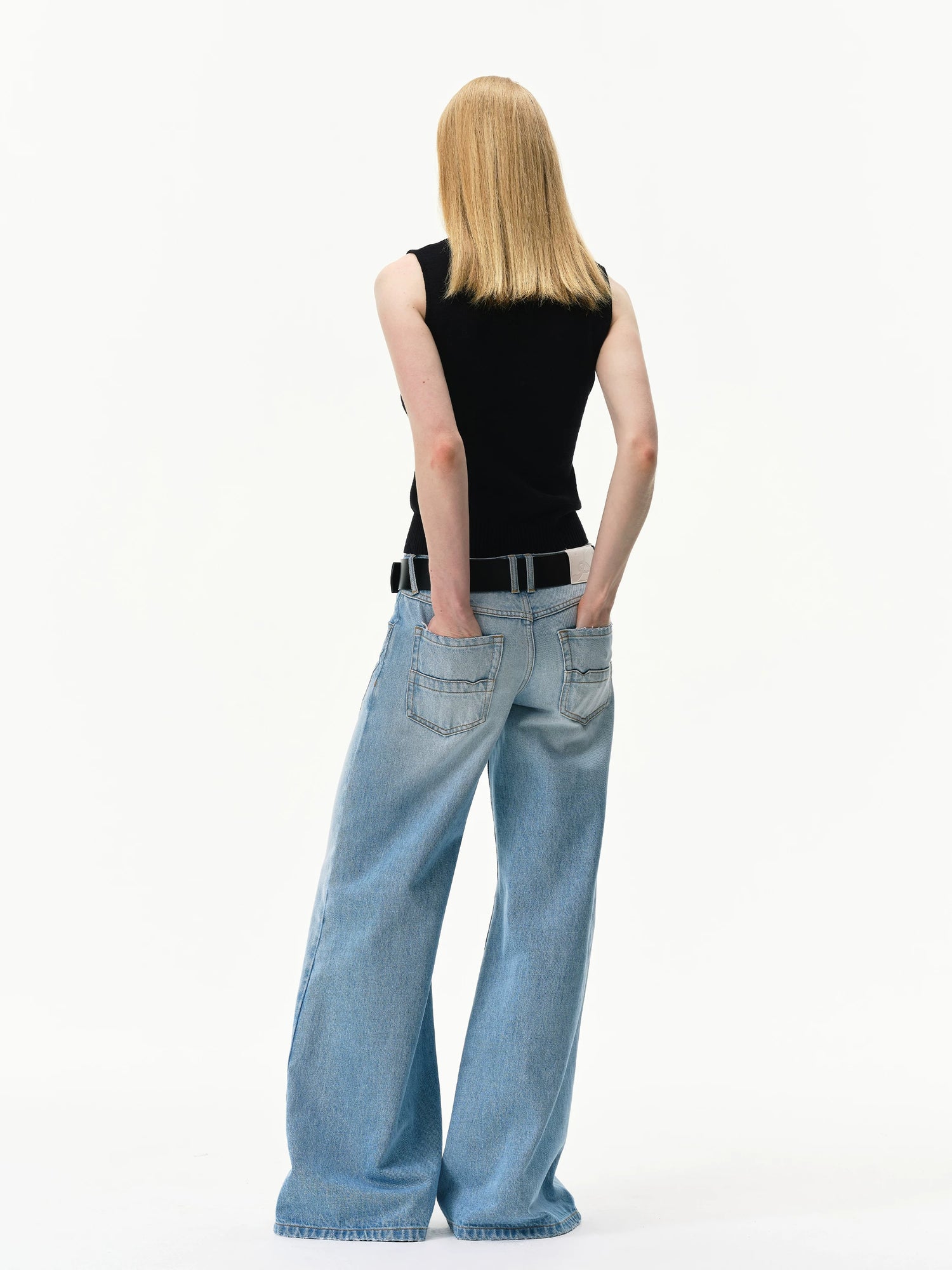 Vintage Light Wash Low-Rise Flared Jeans