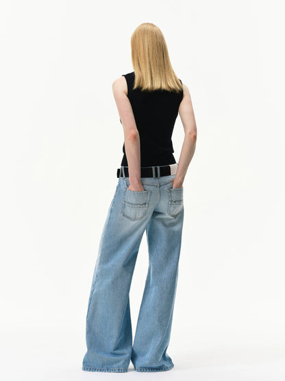 Vintage Light Wash Low-Rise Flared Jeans