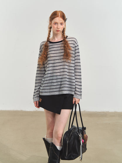 Retro Stripe Versatile Knit T-Shirt