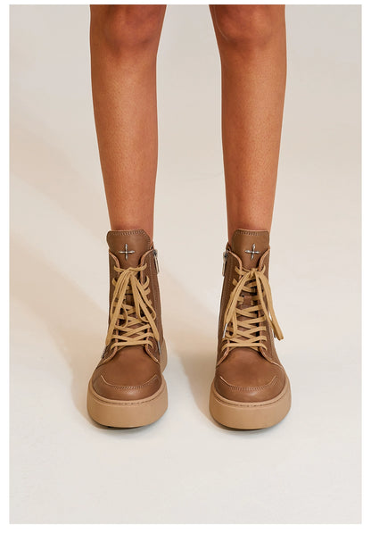 Compass Heritage Retro Leather High-Top Sneakers