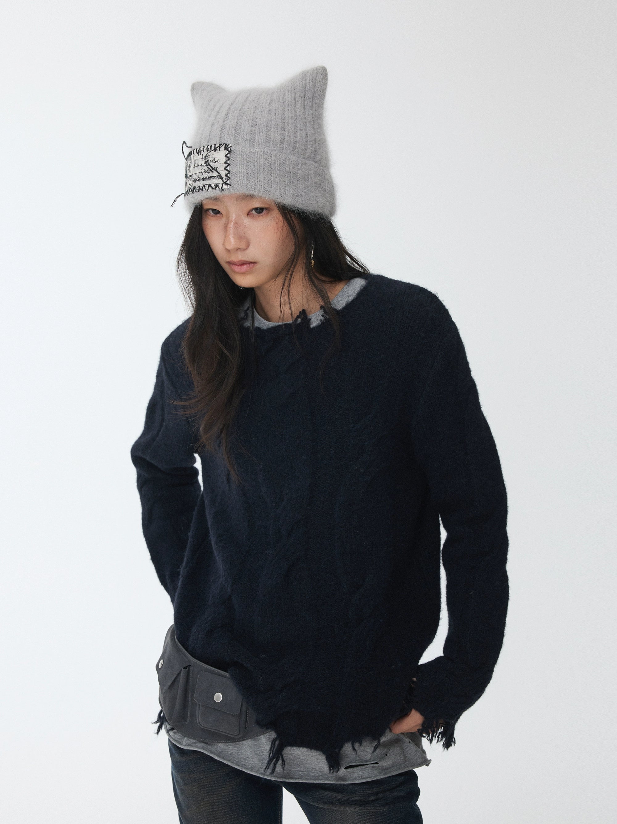 Wool-Blend Textured Oversize Sweater