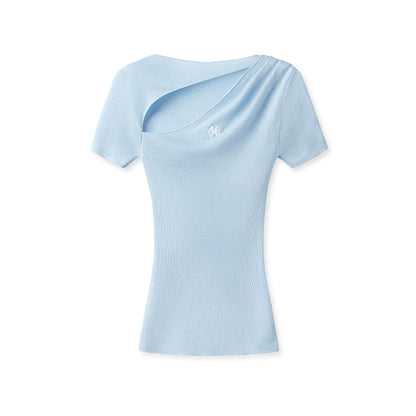 Crescent Knit Modal-Cotton T-Shirt - CHINASQUAD