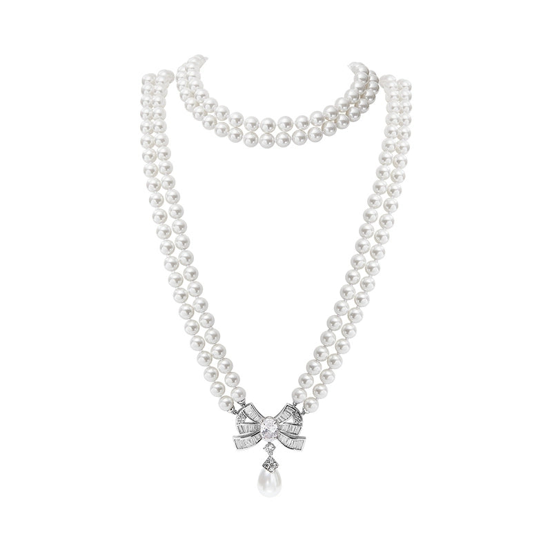 Double-Layer Long Pearl Necklace