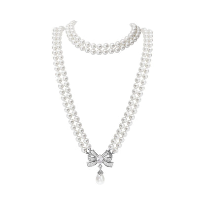 Double-Layer Long Pearl Necklace