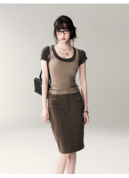 Contrast Trim Fitted Short Sleeve Tee