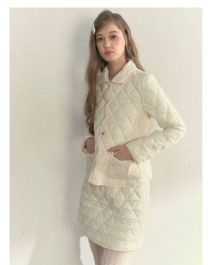 Reversible Quilted Doll Collar Jacket &amp; Skirt Set