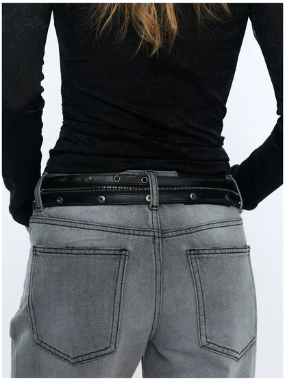 Vintage Detachable Buckle Zip Waist Bag Belt