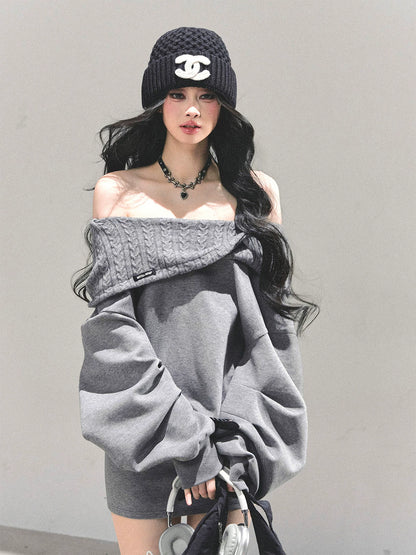 Two-Piece Oversized Hooded Sweatshirt