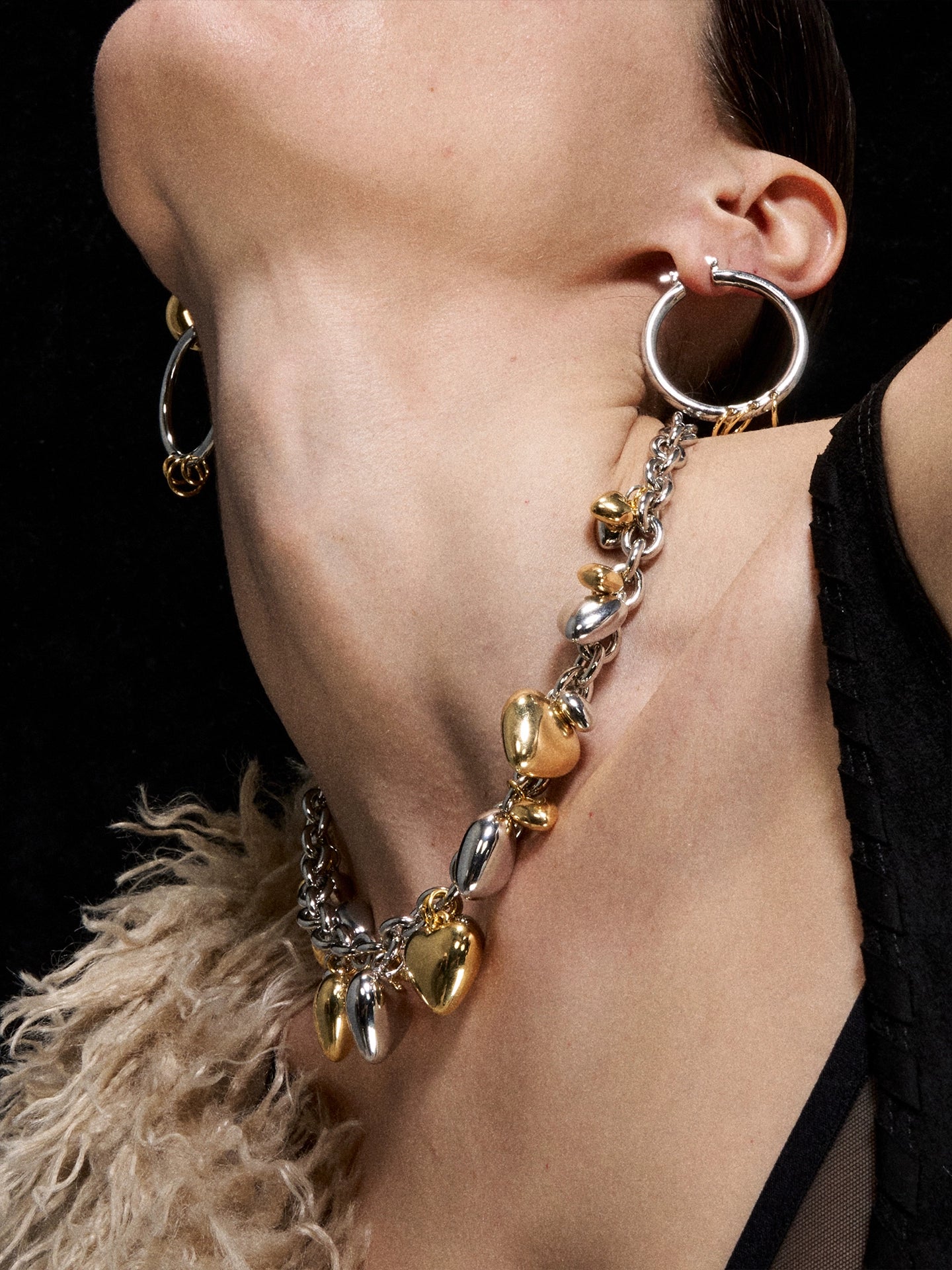 Two-Tone Triple Hoop Earrings