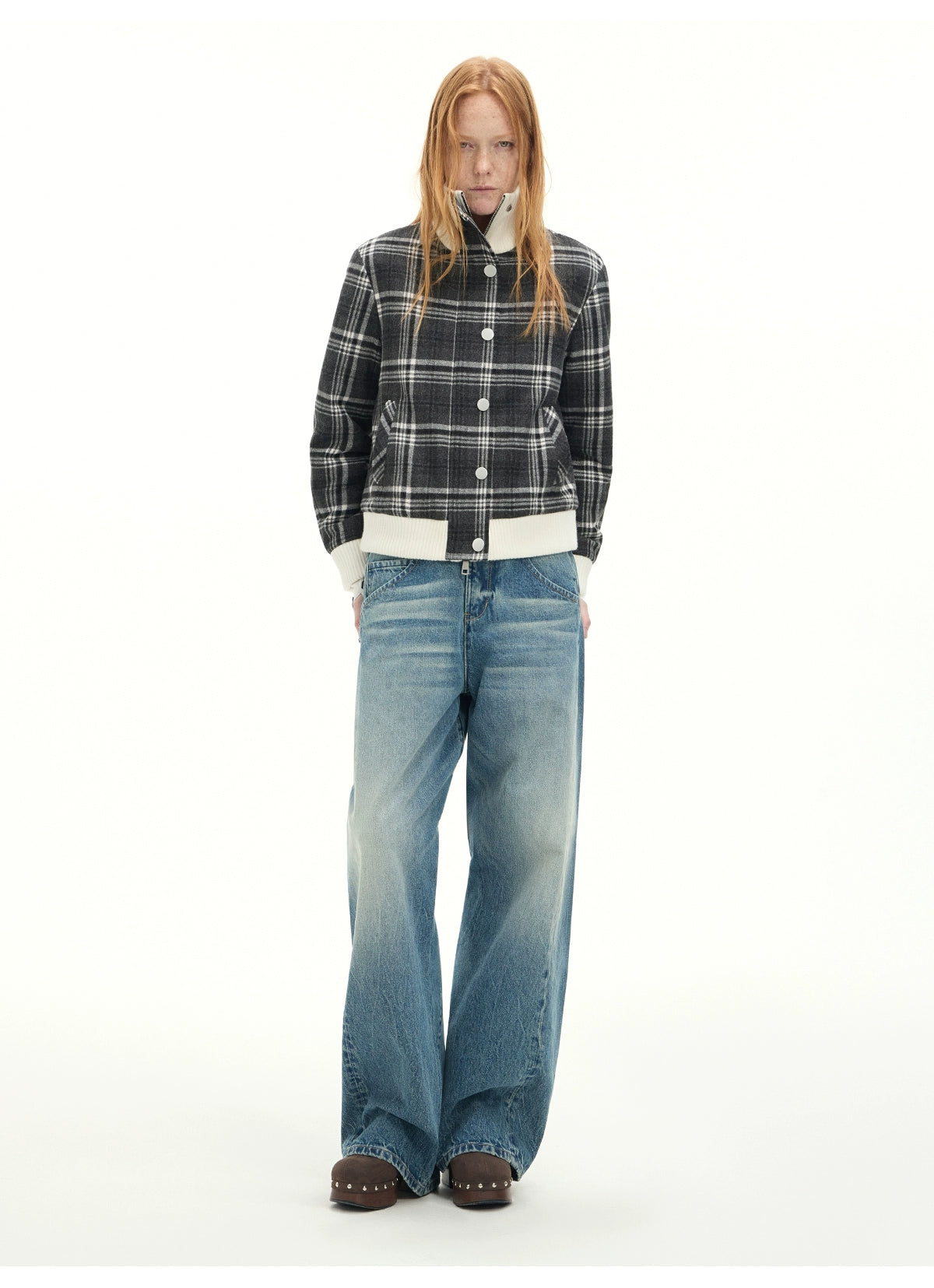Whisker Sculpted Curved-Leg Denim Pants