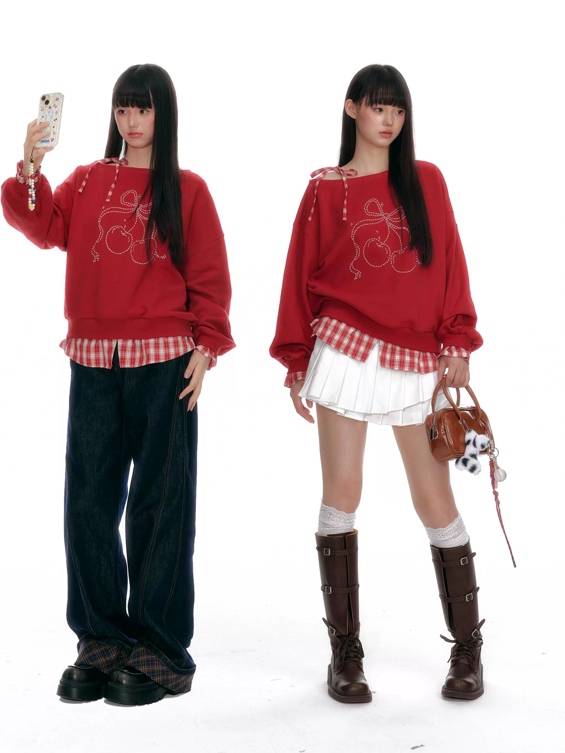 Faux Layered Off-Shoulder Sweatshirt