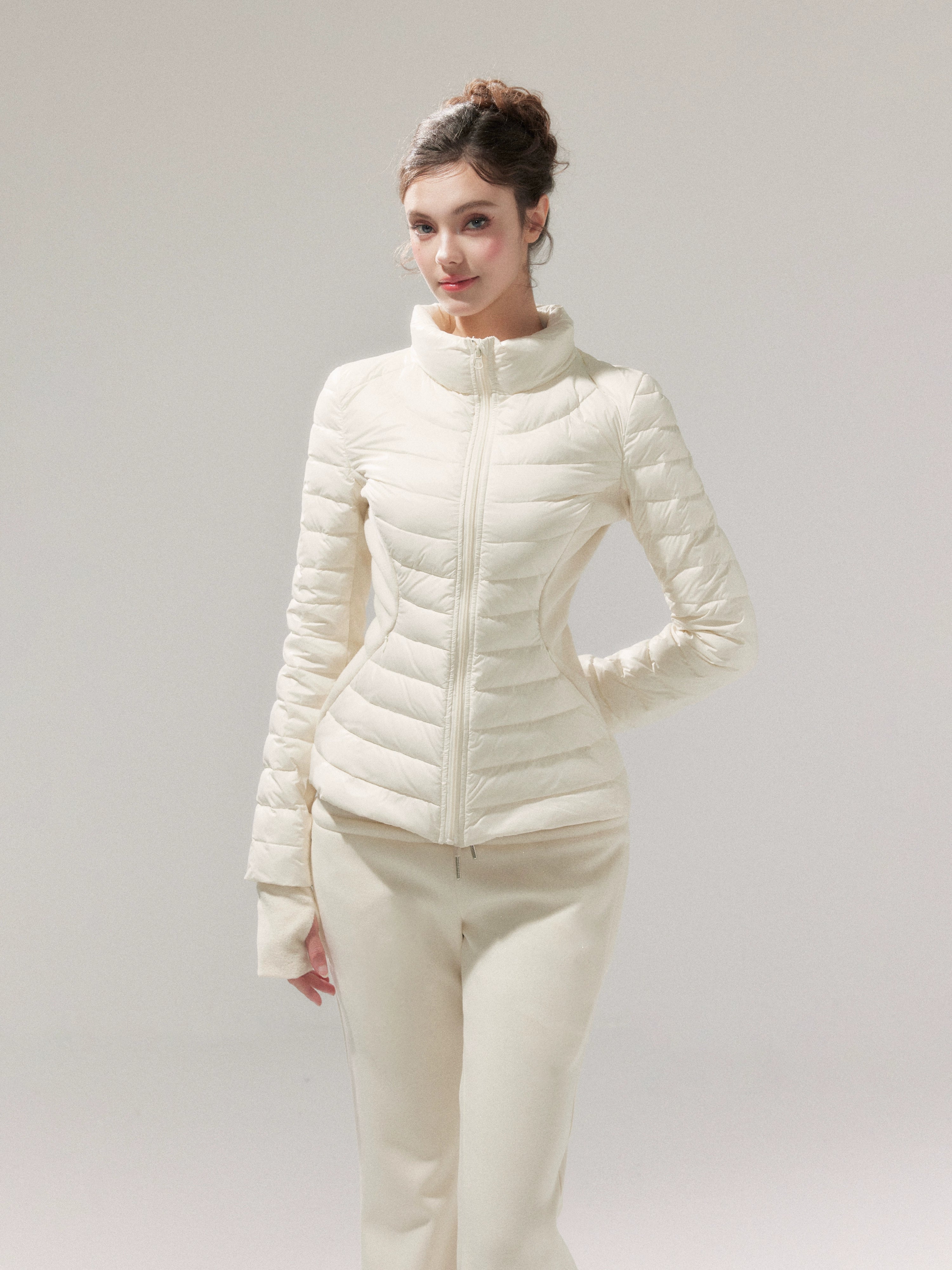 Lightweight 90% Down Quilted Stand-Collar Coat