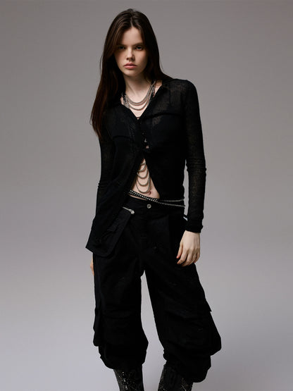 Semi-Sheer Slim Fit Cardigan