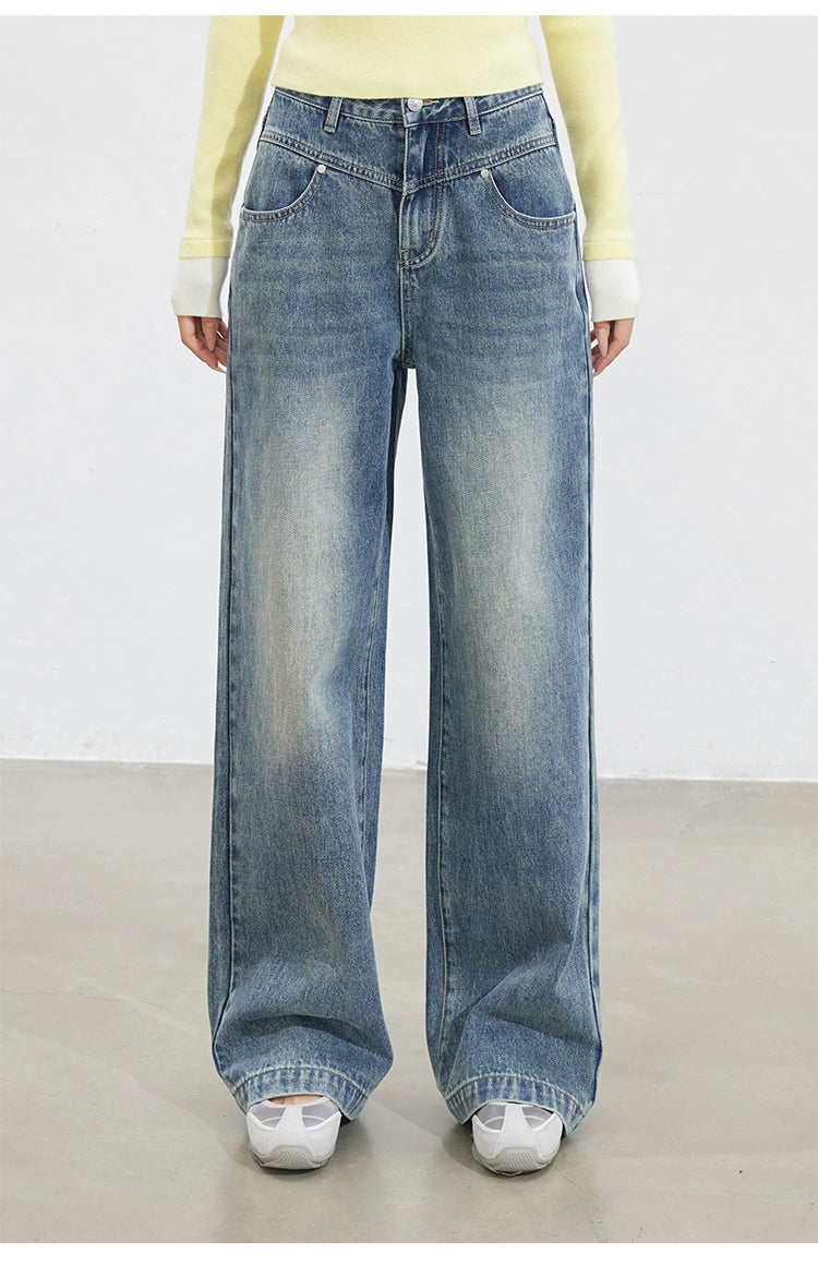 Vintage Washed Wide-Leg Jeans