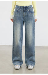 Vintage Washed Wide-Leg Jeans - CHINASQUAD