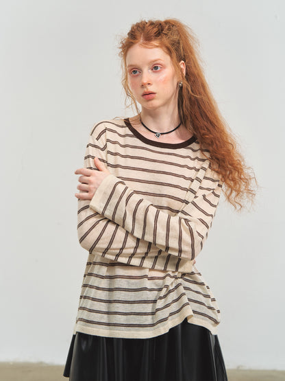 Retro Stripe Versatile Knit T-Shirt