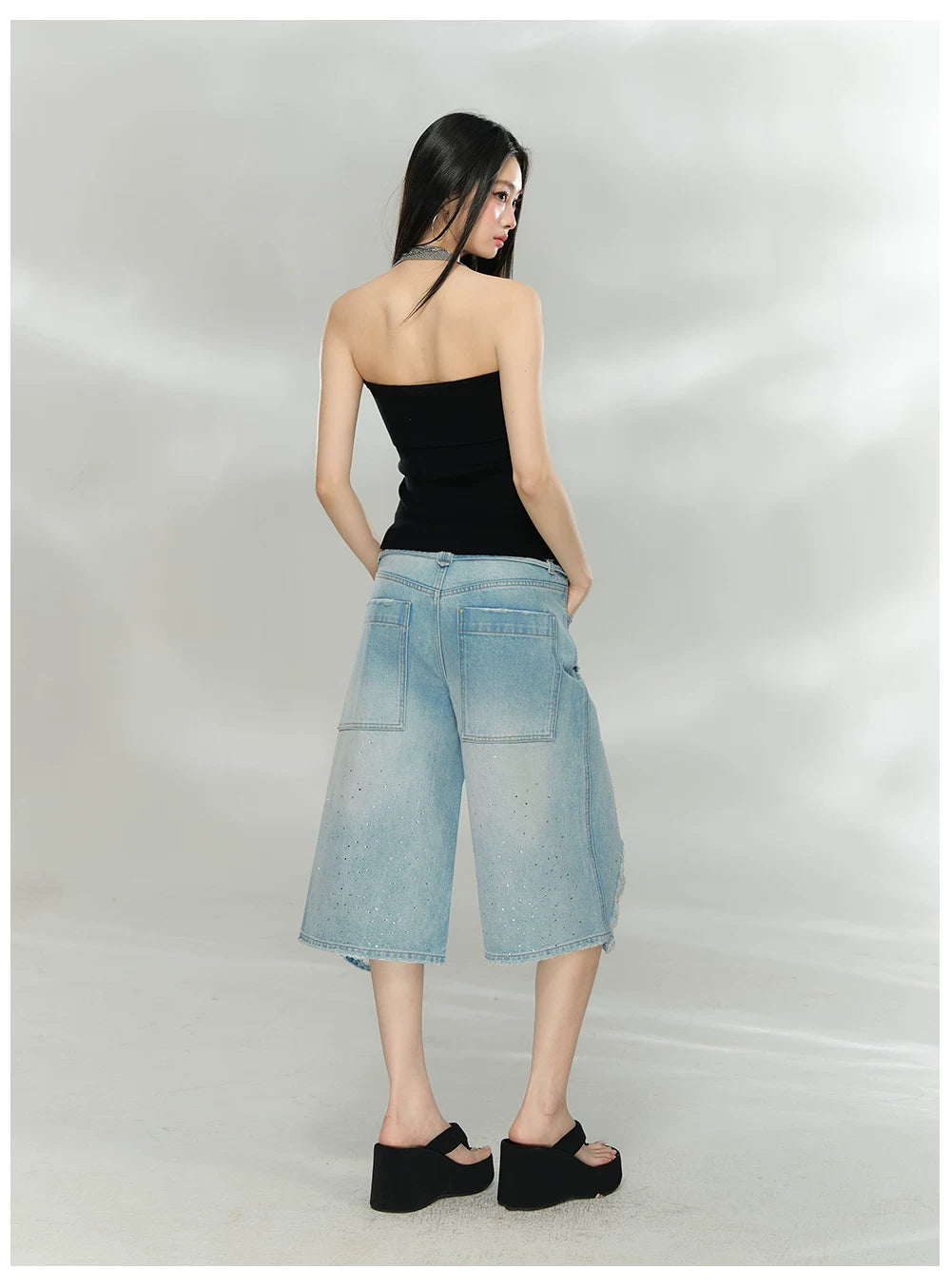 Contrast Halter Zip-Up Knit Tank Top