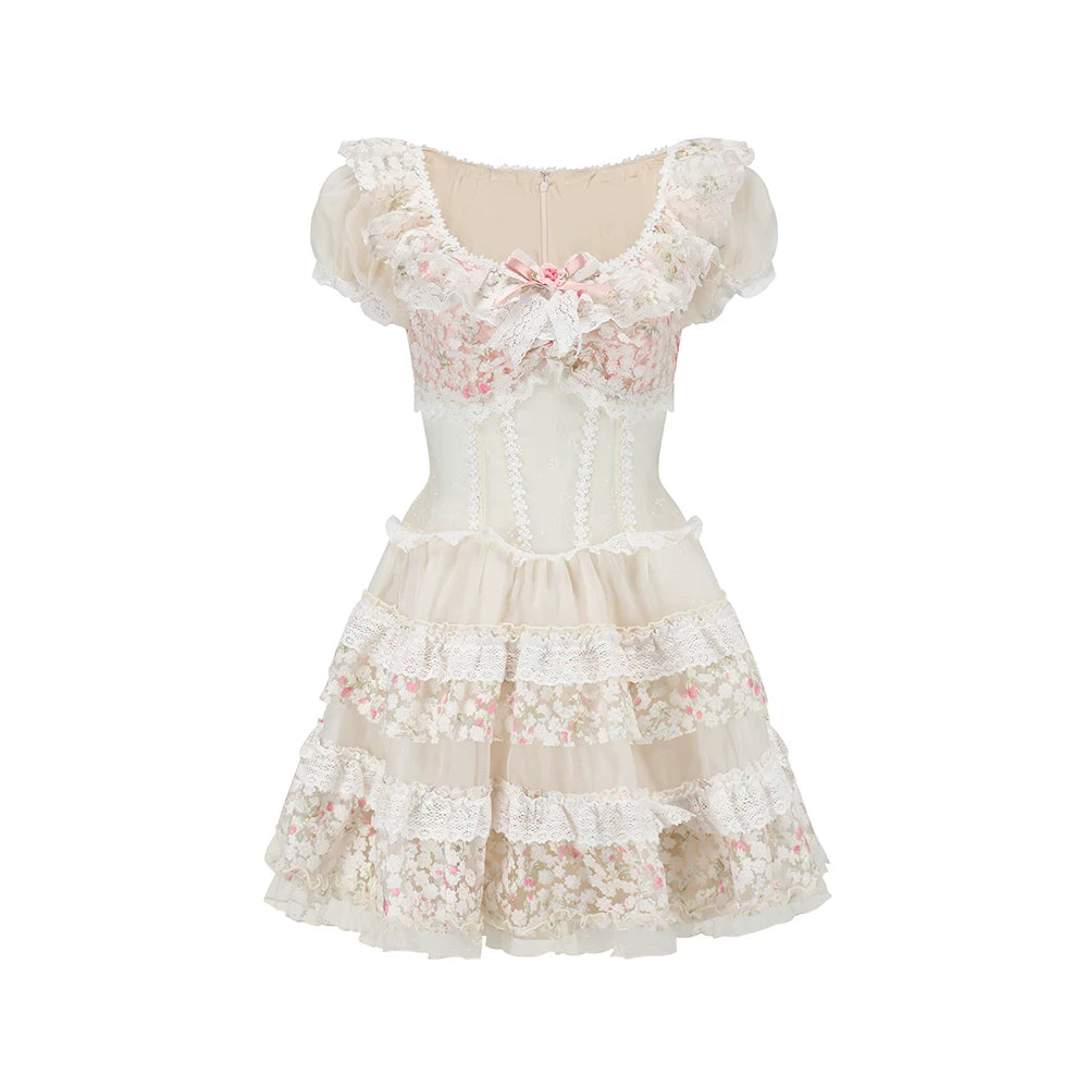 LaceMade Starry Bloom Fairy Corset Mini Dress White / XL LaceMade Starry Bloom Fairy Corset Mini Dress White / XL
