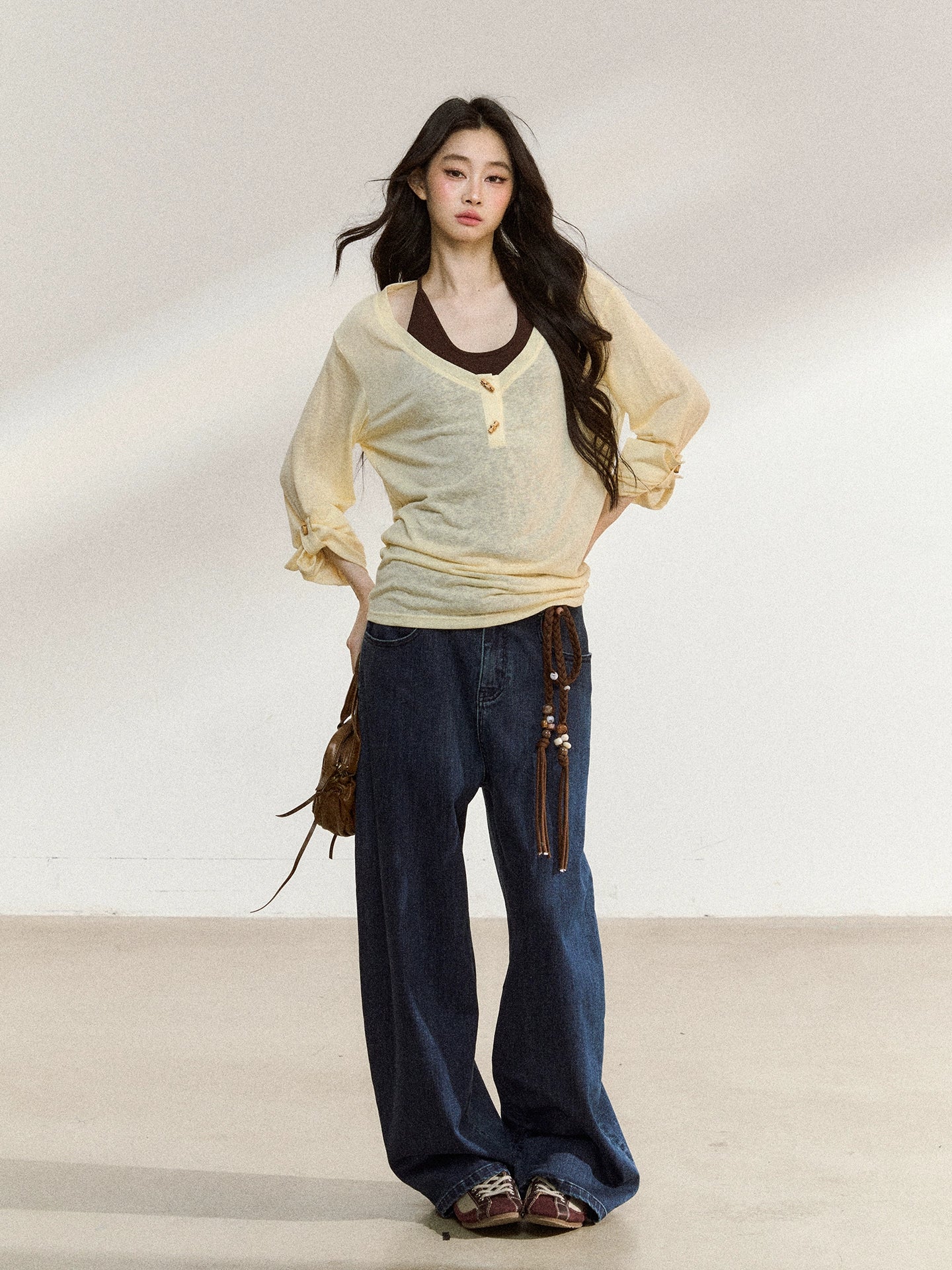 Classic Indigo High-Stretch Wide-Leg Jeans