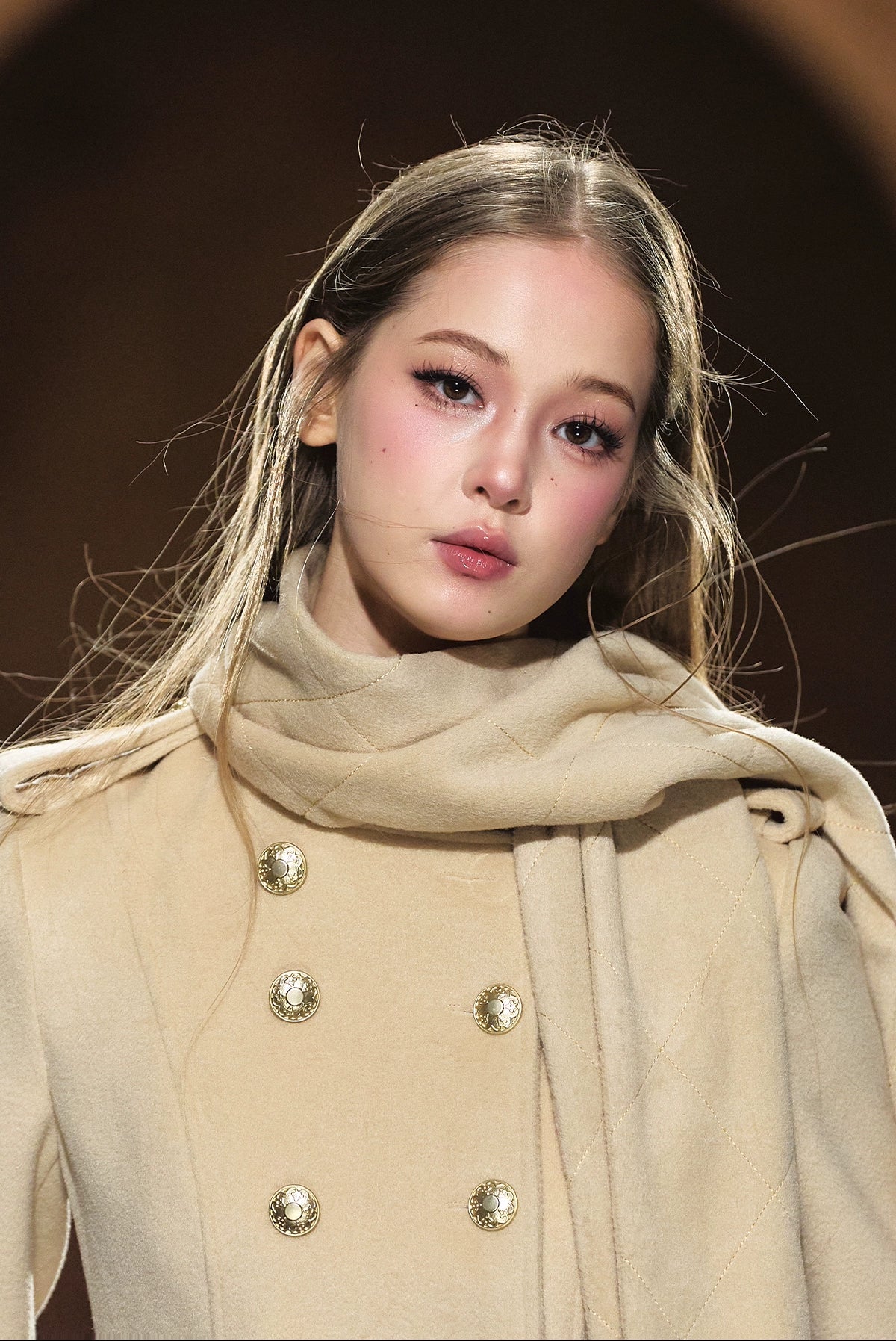 Wool-Blend Scarf Collar Double-Breasted Dress