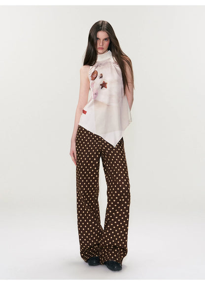 Vintage Printed Asymmetric Hem Halter Top