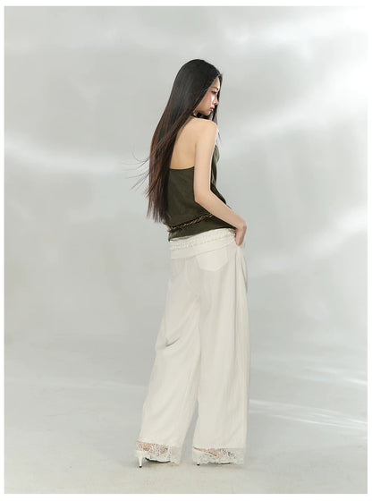 Detachable Lace Panel Tailored Trousers
