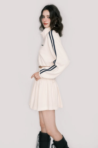 Tennis Waffle Sweatshirt &amp; Mini Skirt Set