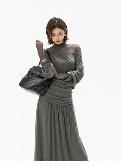 Two-Piece Off-Shoulder Knit Maxi Dress