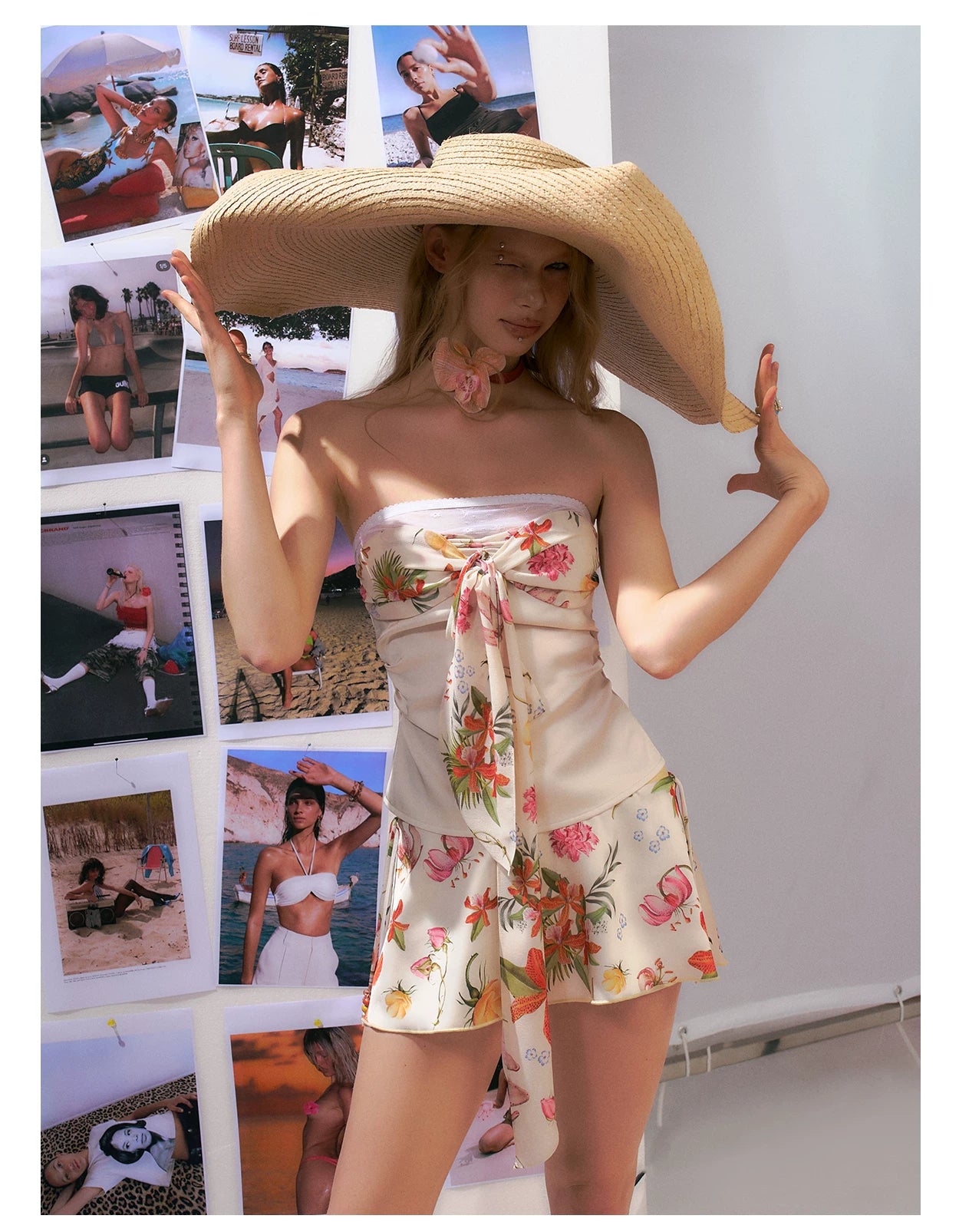 Printed Bandeau Top &amp; Mini Skirt Set