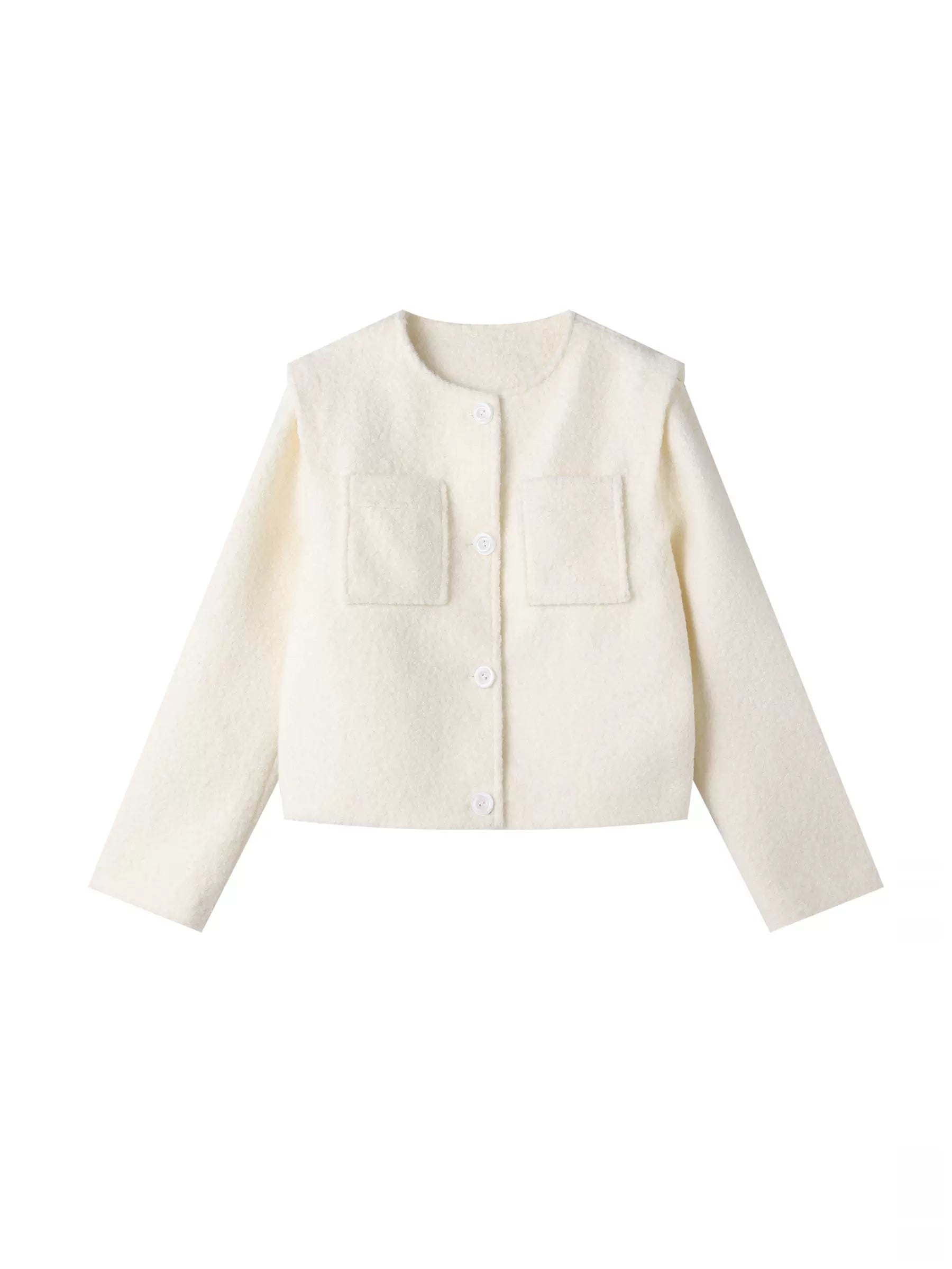 White Crewneck Elegant Chanel-Style Jacket