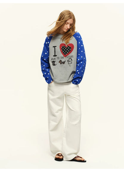 Vintage Heart Contrast Long-Sleeve T-Shirt