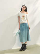 Asymmetric Shoulder Bow Puppy Printed T-Shirt - CHINASQUAD