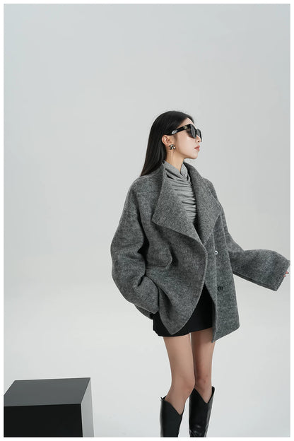 Double-Faced Wool Cape Jacket