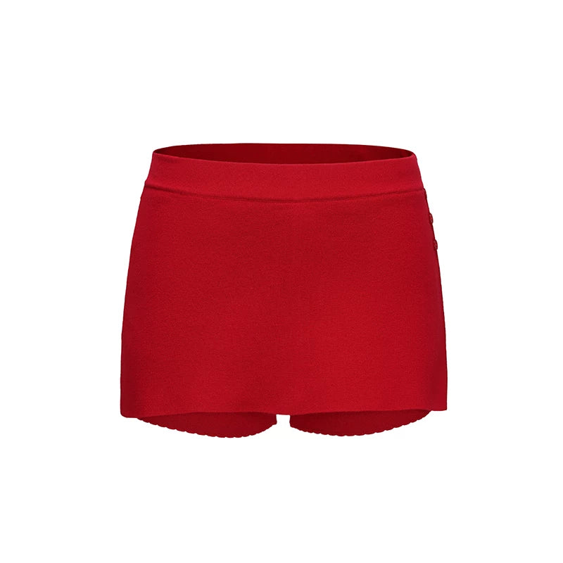 Red Lace-Trim Knit Four-Piece Set