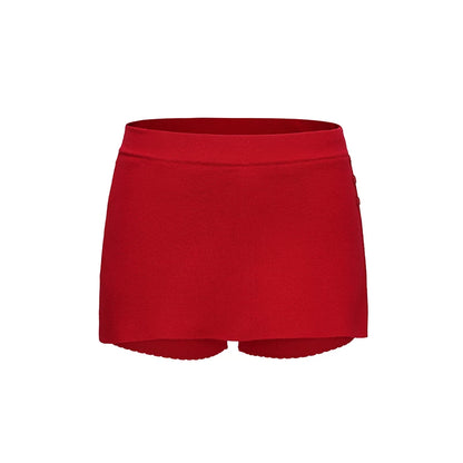 Red Lace-Trim Knit Four-Piece Set