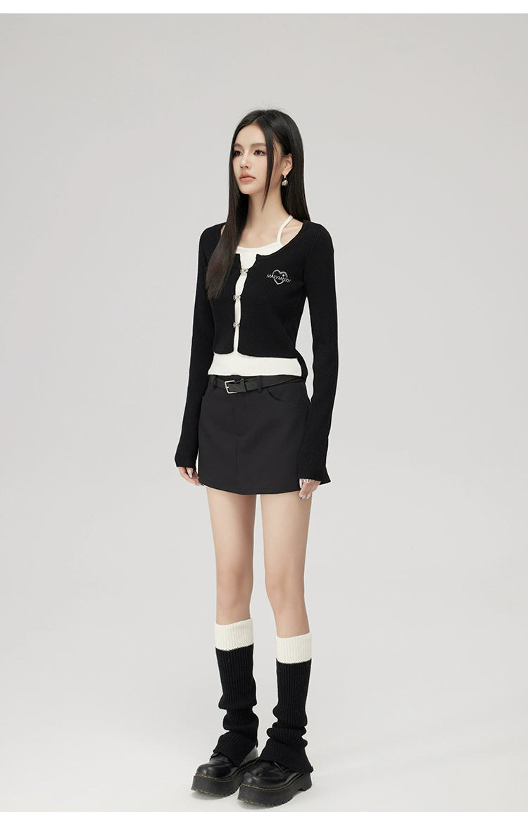 Fake Two Piece Knit Halter Blouse