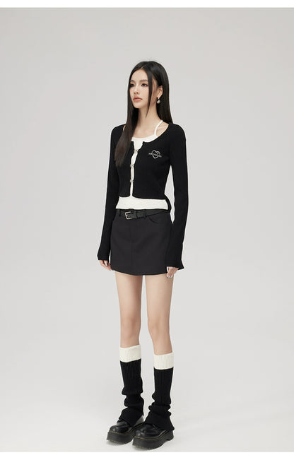 Fake Two Piece Knit Halter Blouse