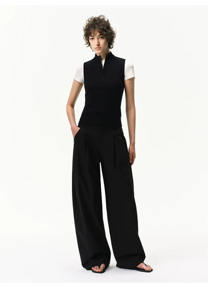 Linen-Blend Mock Neck Knit Tank