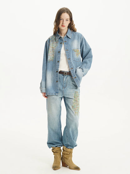 Vintage Denim Shirt Jacket &amp; Jeans Set - CHINASQUAD