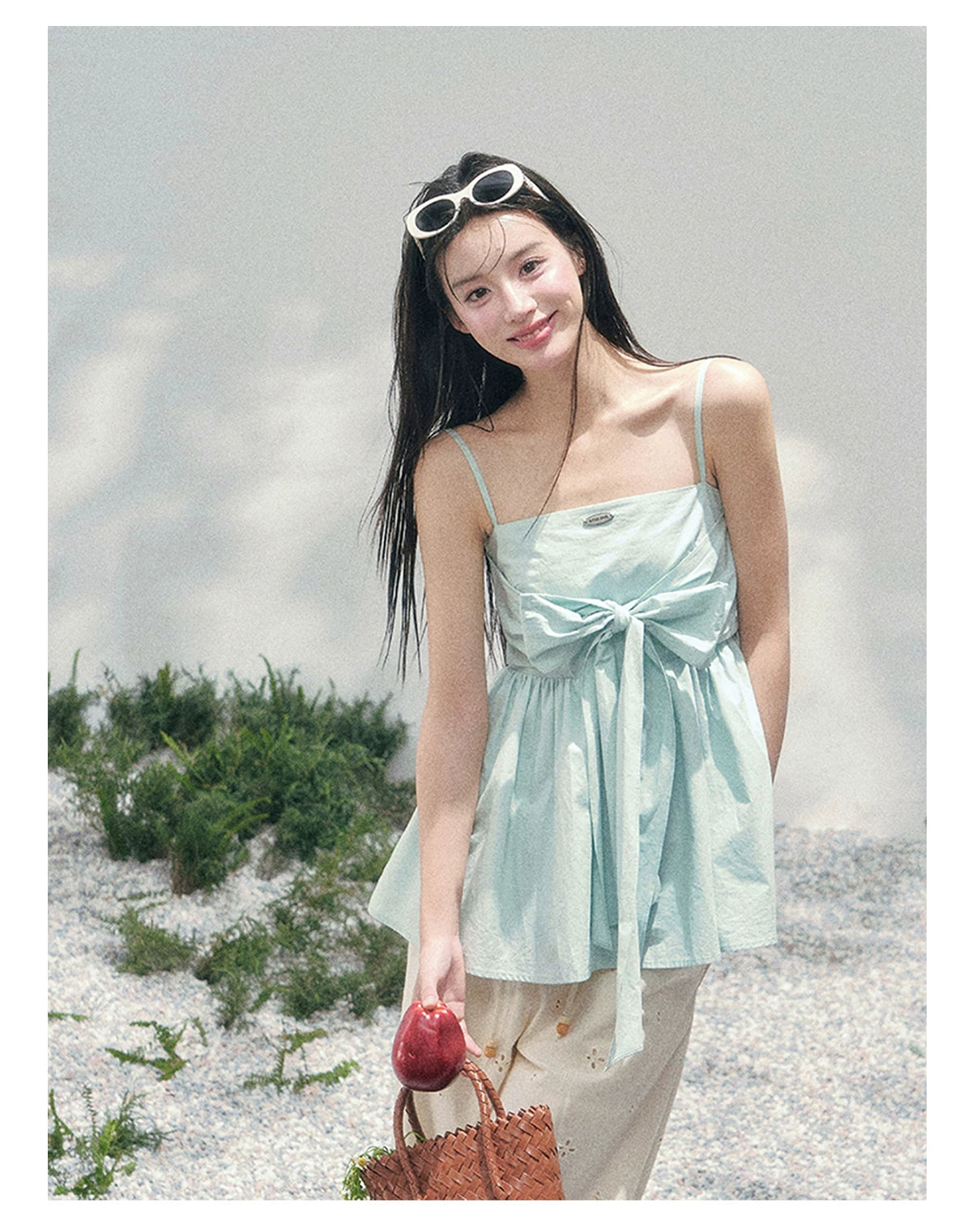 Blue Whisper Bow Camisole Top