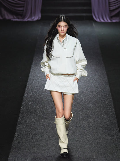 Suede Stand Collar Oversized Jacket
