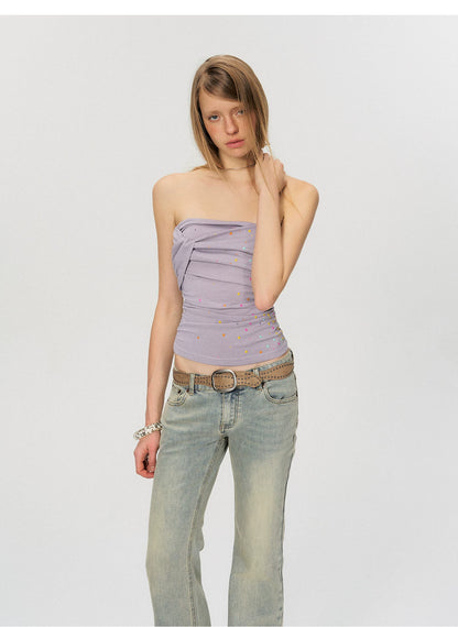 Vintage Crystal-Embellished Strapless Ruched Bandeau