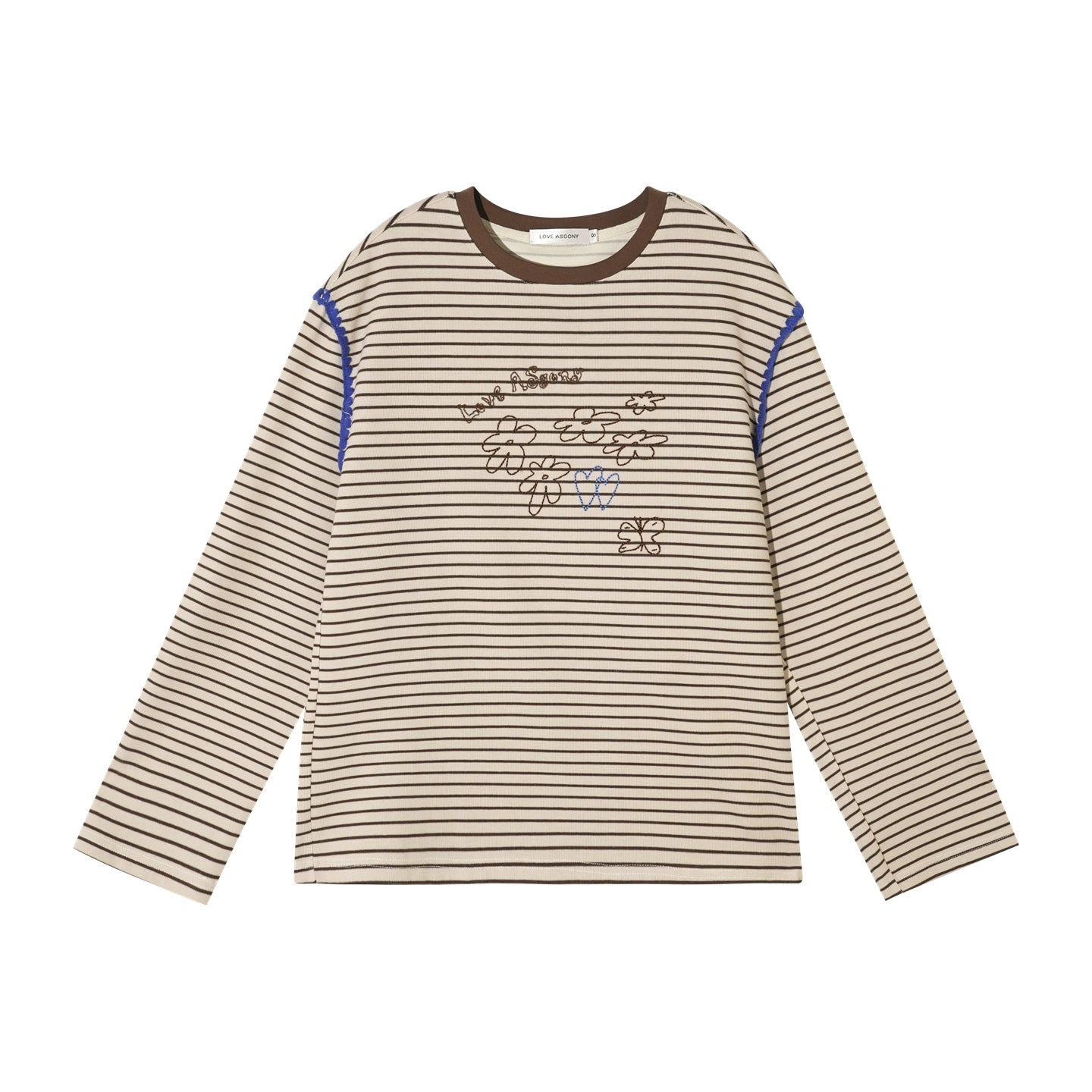 Striped Contrast Embroidered Shell T-Shirt