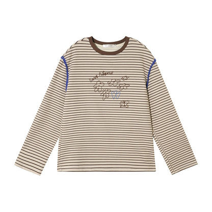 Striped Contrast Embroidered Shell T-Shirt