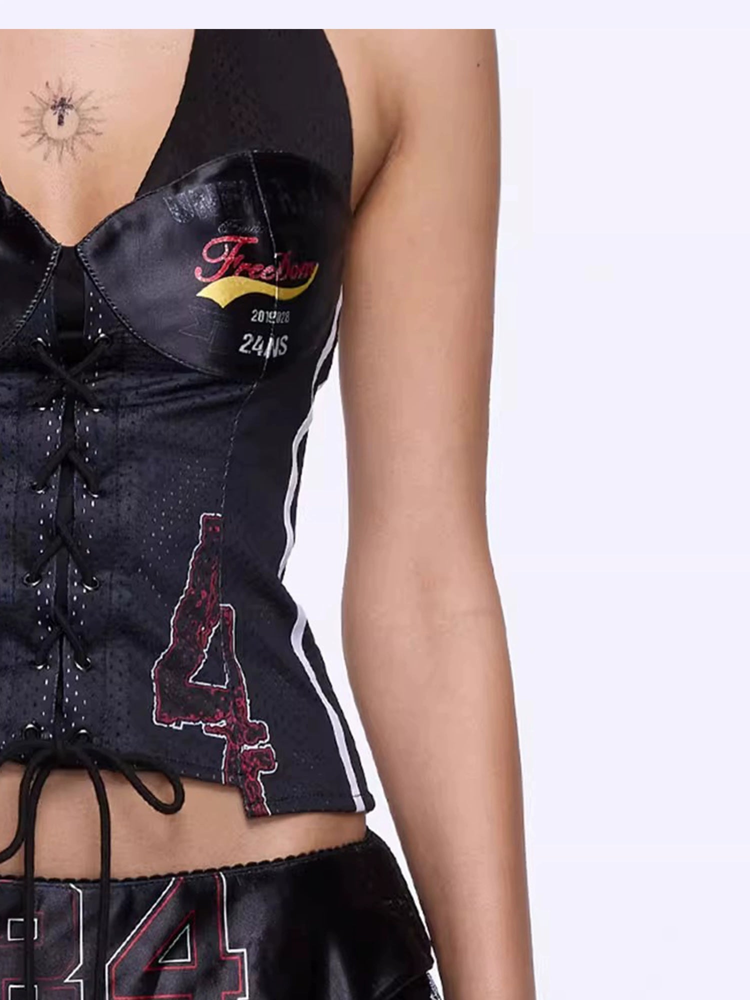 24ANS Asymmetric Printed Halterneck Jersey Cami
