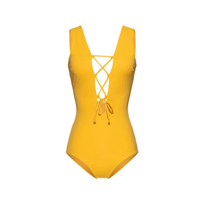 Deep V-neck Halter One-piece Swimsuit